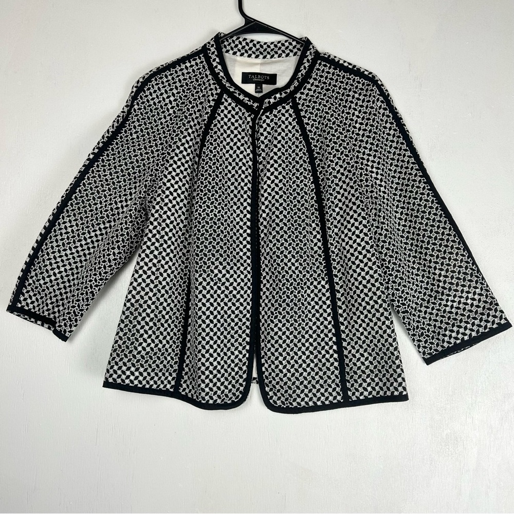 Talbots | single snap jacket blazer style eyelet 3/4 sleeve lightweight career